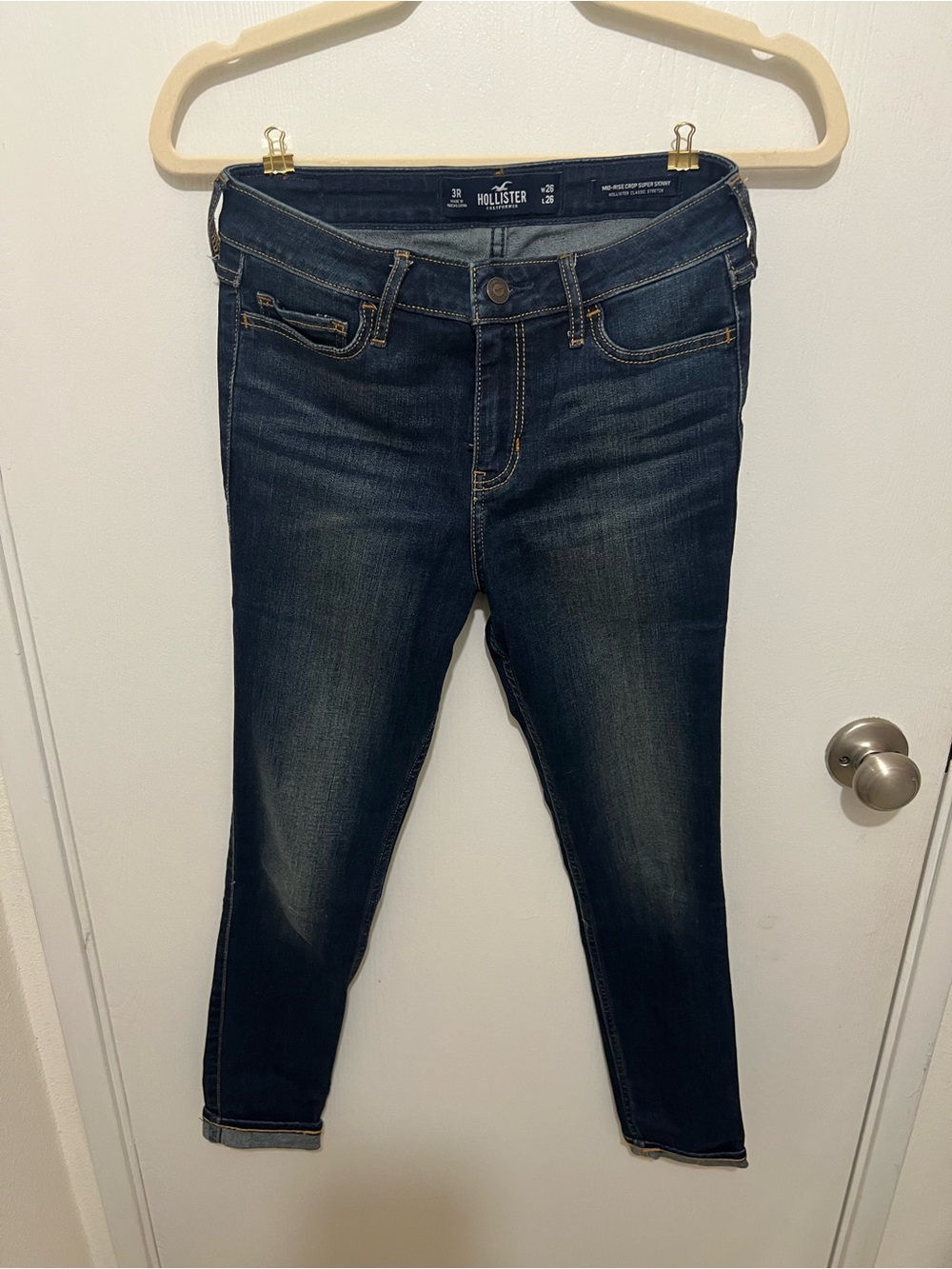 Hollister Women's Dark Crop Blue Skinny Jeans 3R